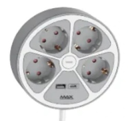 Max MPS-04UG-3M Produžni kabl sa prenaponskom zaštitom sa 4 utičnice /3m/USB portovi