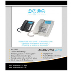 MeanIT analogni telefon, stoni, LCD ekran, bela - ST200 white - Img 2
