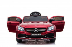 Mercedes C63 AMG Licencirani auto za decu na akumulator sa kožnim sedištem i mekim gumama - Crveni - Img 5