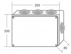 Mitea ME-K255x200x80mm razvodna kutija sa gumenom zaptivkom (12 uvodnica) IP65 - Img 2