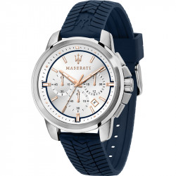 Muški maserati successo beli srebrni sportski ručni sat sa plavim silikonskim kaišem ( r8871621013 ) - Img 1