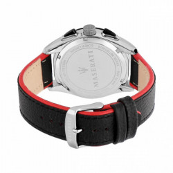 Muški maserati traguardo crni srebrni hronograf sportski ručni sat sa crno crvenim kožnim kaišem ( r8871612028 ) - Img 4