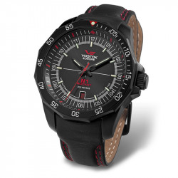Muški vostok europe n1 rocket automatik crveni elegantni ručni sat sa crnim kožnim kaišem ( nh25a/2254150k ) - Img 1