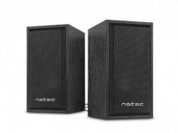 Natac Panther stereo speakers 2.0, 6W RMS, USB power, 3.5mm connector, wooden case, black ( NGL-1229 )