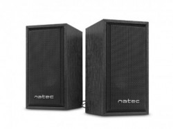 Natac Panther stereo speakers 2.0, 6W RMS, USB power, 3.5mm connector, wooden case, black ( NGL-1229 )  - Img 1