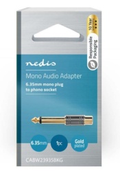 Nedis CABW23935BKG Mono audio adapter 6,35mm muski na RCA zenski, pozlaceni, metal