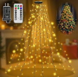 Novogodišnje LED lampice zavesa 1,5 m, 200 LED dioda, toplo bele, sa daljinskim upravljačem ( KLK2663 )