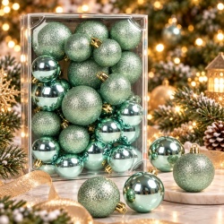 Novogodišnji set kugli za jelku, 26 komada, zelene, različite veličine 4-6 cm ( ASNX26-003 )