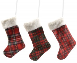 Novogodišnji ukras čarapa tartan 23cm ( 53265 )