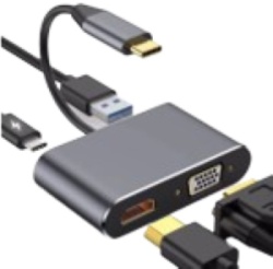 Stars Solutions Adapter Stars Solutions USB-C na HDMI/VGA/USB/PD sivi