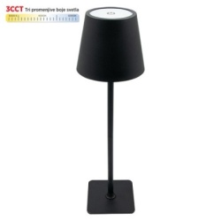 Stona lampa m6002-c crna 2w ip20 led touch dimmable + 3cct 3000-6000k dc5v led