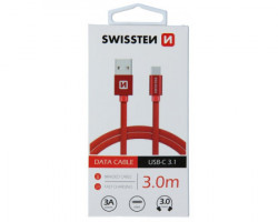 Swissten data kabl tekstil USB na tip IP C 3m crveni - Img 2