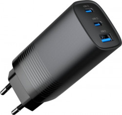 TA-UC-PDQC65-01-BK Gembird 3-port 65W GaN USB PowerDelivery fast charger, black - Img 3