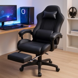 Trick gejmerska stolica sa naslonom za noge Storm 876 crna