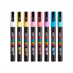  Uni-Ball pc-3m posca marker uni set /0.9-1,3mm 8 kom pastelne boje ( H537 )  - Img 1