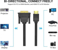 Vention ABFBG HDMI-DVI M/M 1.5m Kabl  - Img 2