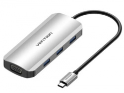 Vention toihb usb-c hdmi/vga/3xusb 3.0/pd 100w docking station  - Img 1