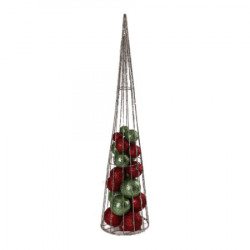 Wire cone, jelka, sa kuglama, crveno-zelena, LED, 80cm ( 761052 ) - Img 2