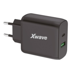 Xwave 214421 GaN65w-AC GaN ultra-brzi punjac 65W USB-A + USB-C , za mobilne,tablete, Crni