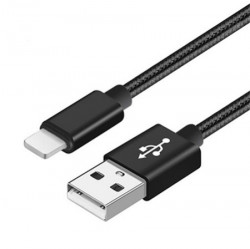 Xwave USB kabl/USB 2.0(tip A)- LIGHTNING(iPHONE kompatibilni)/dužina 1.2m/3A/Aluminium/black upleteni ( USB za iPhone 1.2m 3A Al /black mes - Img 1