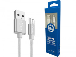 Xwave USB kabl /USB 2.0 (tip A -muški) -Micro USB (tip A -muški)/dužina 1,2m/2A/Aluminium/srebrni upleteni ( USB Micro 1.2m 2A Al /silver m - Img 2