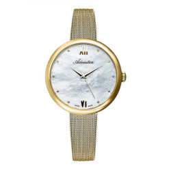 Ženski adriatica milano beli zlatni modni ručni sat sa zlatnim pancir kaišem ( a3632.118fq ) - Img 1