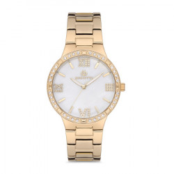 Ženski bigotti beli zlatni elegantni ručni sat sa roze zlatnim metalnim kaišem ( bg.1.10117-5 ) - Img 4