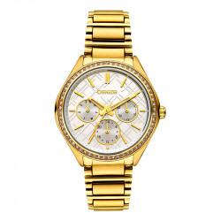 Ženski breeze intensfire multifunction beli zlatni modni ručni sat sa zlatnim metalnim kaišem ( 212041.2 )