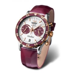 Ženski vostok europe lady line undine chronograph belo crveni sportski sat sa crvenim gumenim i 2 crvena kožna kaiša ( vk64/515e567k ) - Img 3