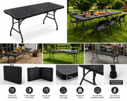 Alberg Sklopivi sto 180x74x74 cm sa metalnom konstrukcijom u crnoj boji ( AL-ST180-BK )