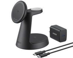 Anker MagGo Bežični Dock Stand 3u1, sa kablovima i zidnim punjačem, crni