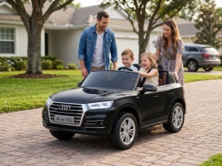 Audi Q5 Dvosed Licencirani Dečiji Automobil na Akumulator (12V) za Dvoje Dece Crni