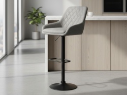 Barska stolica Glamur Svetlo siva/Crna metalna baza 620158, 480x510x890(1100)mm ( 776-045 )