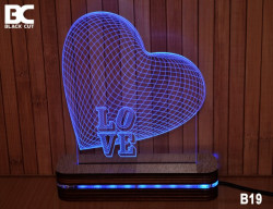 Black Cut 3D Lampa sa 9 različitih boja i daljinskim upravljačem - Love ( B19 ) - Img 5