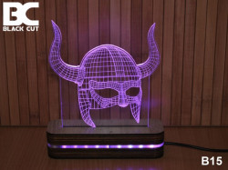 Black Cut 3D Lampa sa 9 različitih boja i daljinskim upravljačem - Helmet ( B15 ) - Img 5