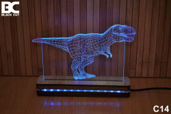Black Cut 3D Lampa sa 9 različitih boja i daljinskim upravljačem - Tiranosaurus ( C14 ) - Img 4