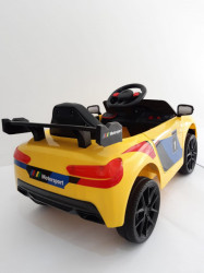 BMW MOTO SPORT - Žuti Auto na akumulator sa kožnim sedištem + funkcija ljuljanja - Img 5