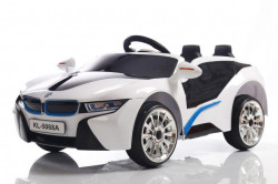 BMW Sport Auto za decu na akumulator sa kožnim sedištem i mekim gumama - Beli
