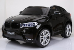 BMW X6 M Licencirani dvosed na akumulator sa kožnim sedištima i mekim gumama - Crni - Img 1