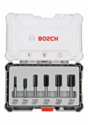 Bosch komplet ravnih glodala, 6 komada, držač od 6 mm 6-piece straight router bit set. ( 2607017465 )