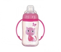 Canpol baby flašica/šolja sa kljunom i ručkama 56/512 Happy animals - training 320ml - cat ( 56/512_pin )-1