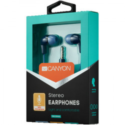 Canyon EPM-02 stereo earphones with inline microphone, Blue ( CNS-CEPM02BL )  - Img 2