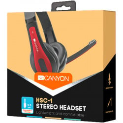 Canyon HSC-1 basic PC headset with microphone Black-red ( CNS-CHSC1BR ) - Img 2