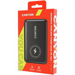Canyon PB-1001 18W PD+QC 3.0+10W magnet wireless charger powerbank 10000mAh Li-poly battery, Lightning Input:DC5V2A, 9V2A Type c PD Input: - Img 2