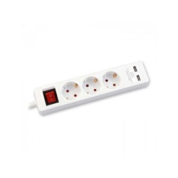 Commel uticnica 3-struka 1,4m sa sklopkom + usb a+c belo-siva ( c234-405 )