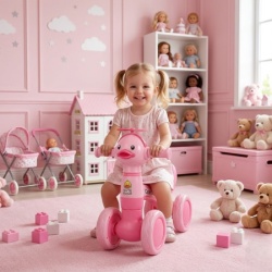 Dečija guralica „Cute Duck“ sa muzikom i svetlom – Roze