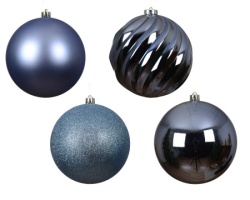 Dekordom dekoracija - hanging bauble set mix 4pcs 14cm 023196 - blue dawn - kmg ( 045611 )