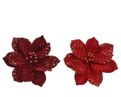 Dekordom dekoracija - poinsettia on clip 35cm 701539 - red - kmg ( 045703 )