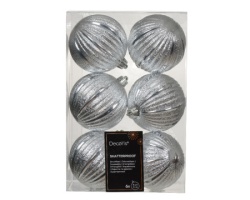 Dekordom novogodišnja dekoracija - hanging bauble set 6pcs 8cm 021043 - silver - kmg ( 043288 )-1