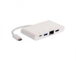 E-Green Adapter USB 3.1 tip C (M) - HDMI + USB3.0 + RJ45 + tip C (F) beli - Img 2